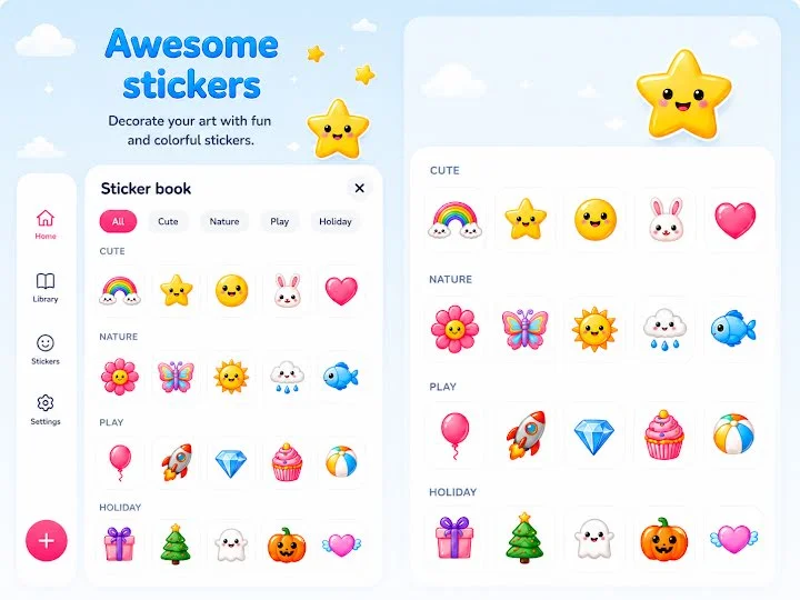 Save, share, and decorate creations