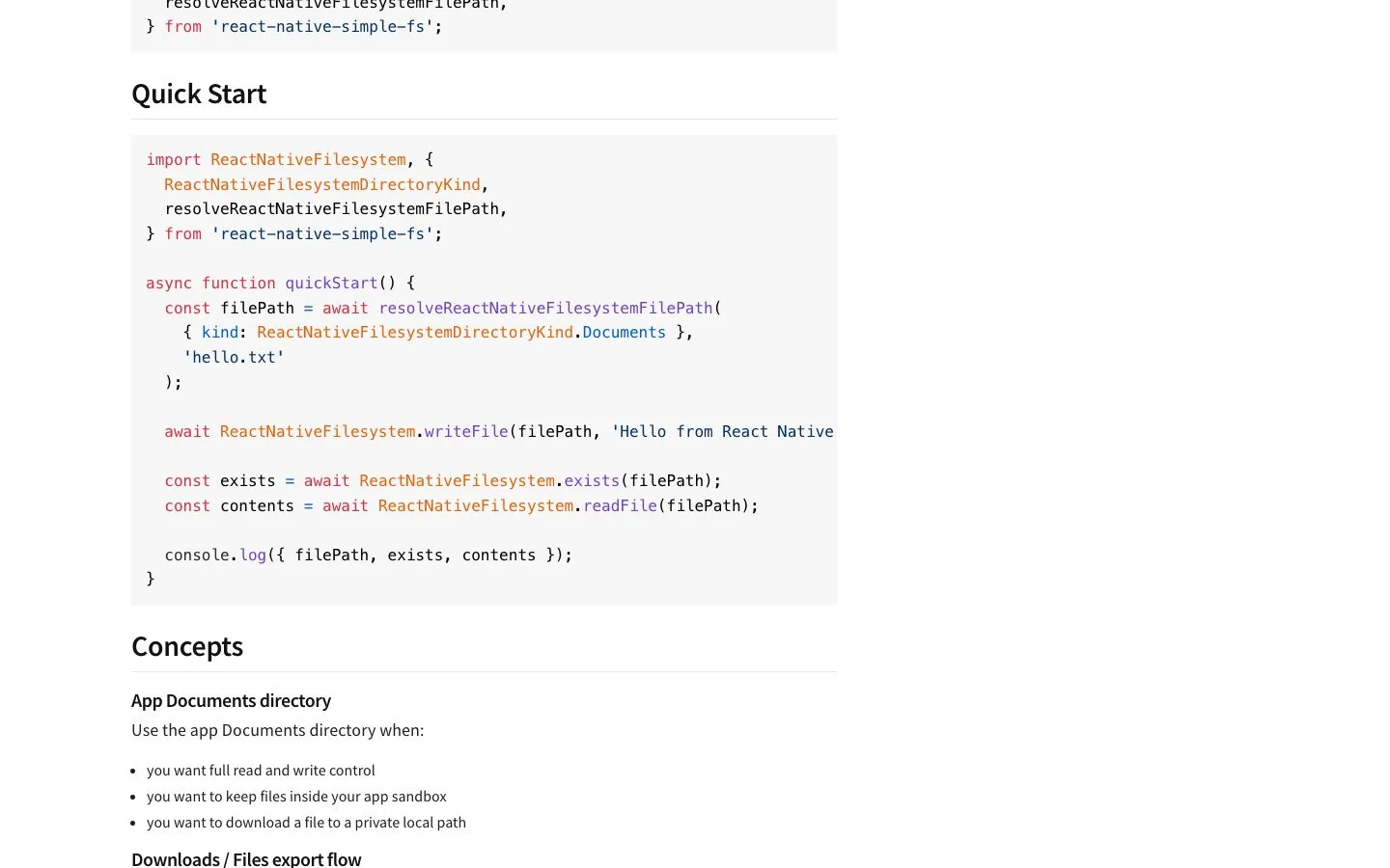 react-native-simple-fs app screenshot 4
